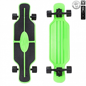 Скейтборд пластиковый Y-Scoo Longboard Shark Tir 31" 408-G с сумкой, черно-зеленый (RT, 5937rt)